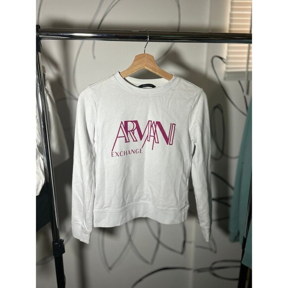 Armani Exchange White Graphic Sweatshirt Pullover, XS - Picture 1 of 6